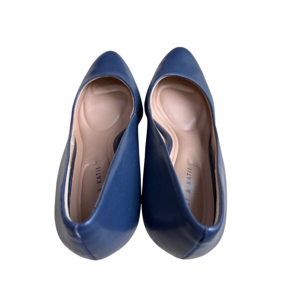 Kelly & Katie navy blue pumps US 9M high heel career shoes faux leather classics - Picture 4 of 11